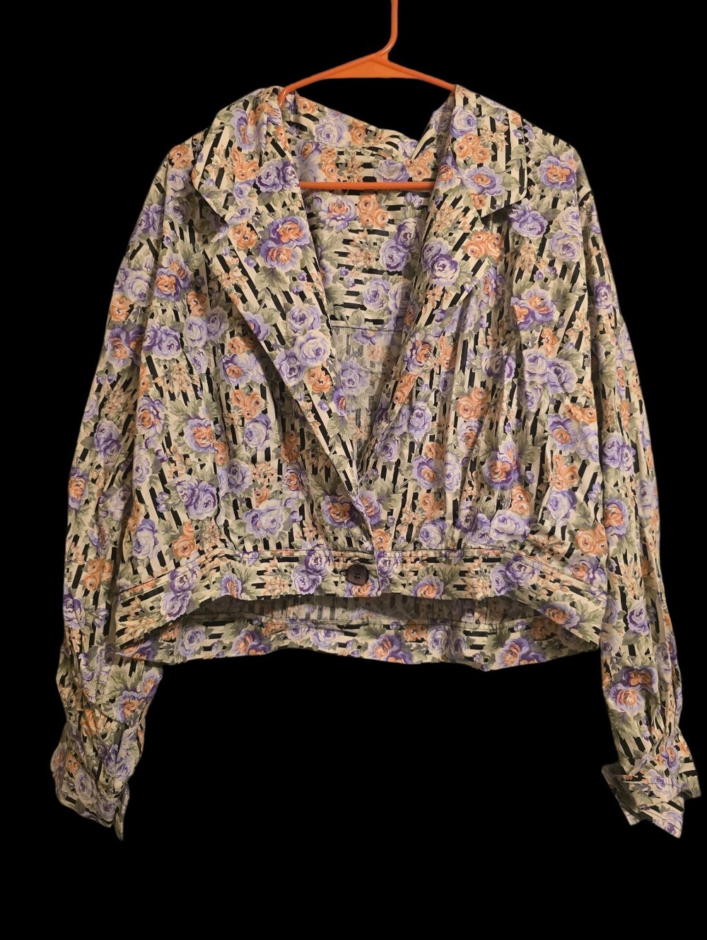 Vintage | Floral 80s Crop Long Sleeve Top